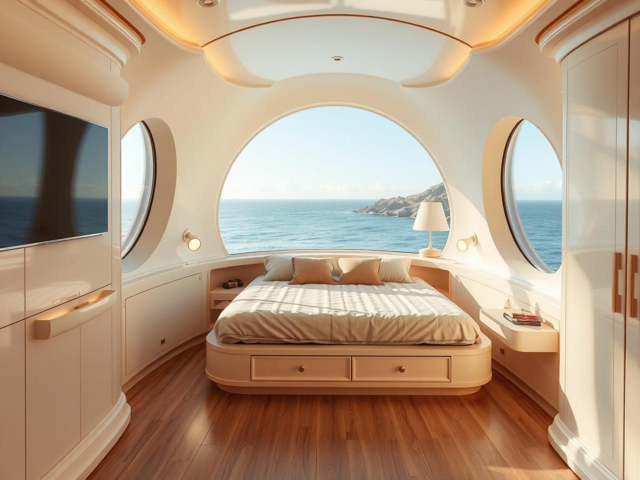 Finished interior of a luxury capsule home
